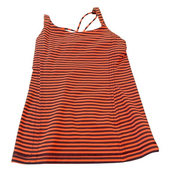 EUC - Lululemon Free To Be Tank Top in orange and navy striped pattern. Size 6 - Picture 4 of 7